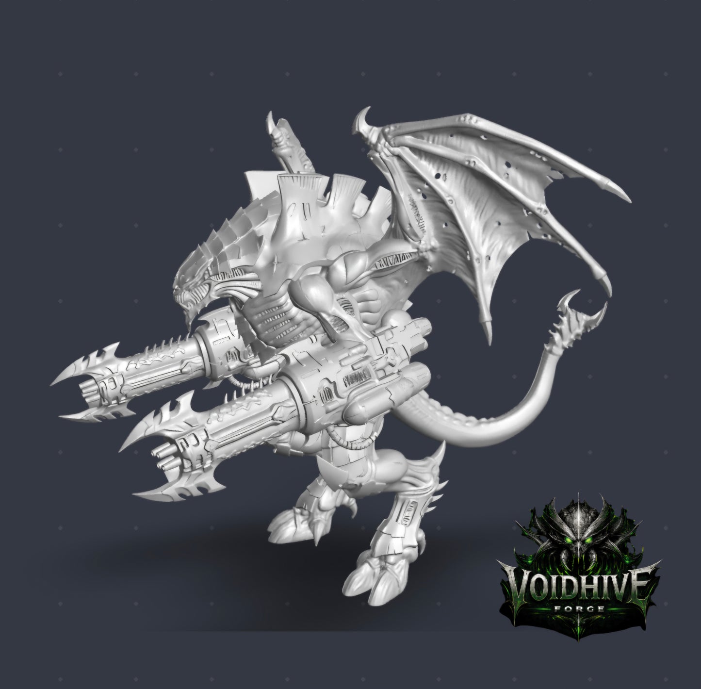 VoidHive Forge strain Harbinger – Winged Alien Bio-Engine – 170mm Tall Sci-Fi Resin Centrepiece