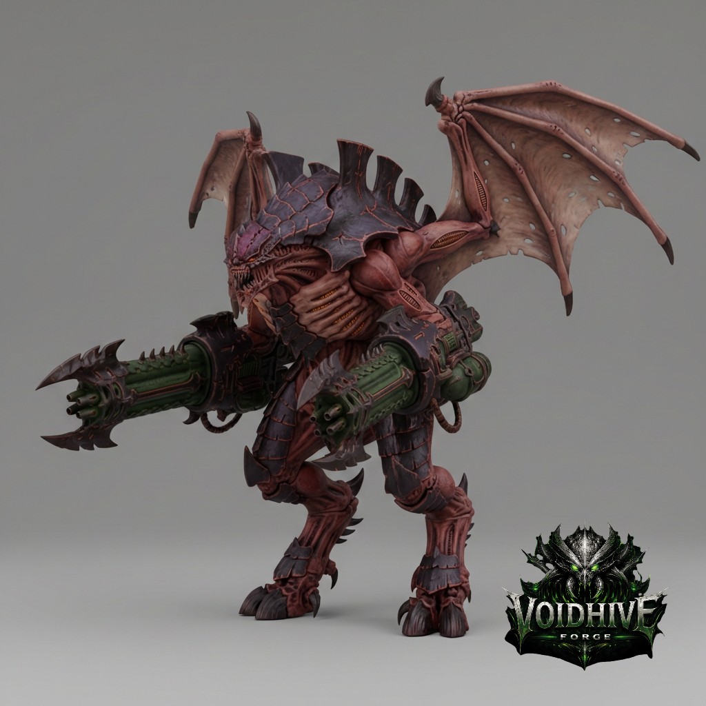 VoidHive Forge strain Harbinger – Winged Alien Bio-Engine – 170mm Tall Sci-Fi Resin Centrepiece