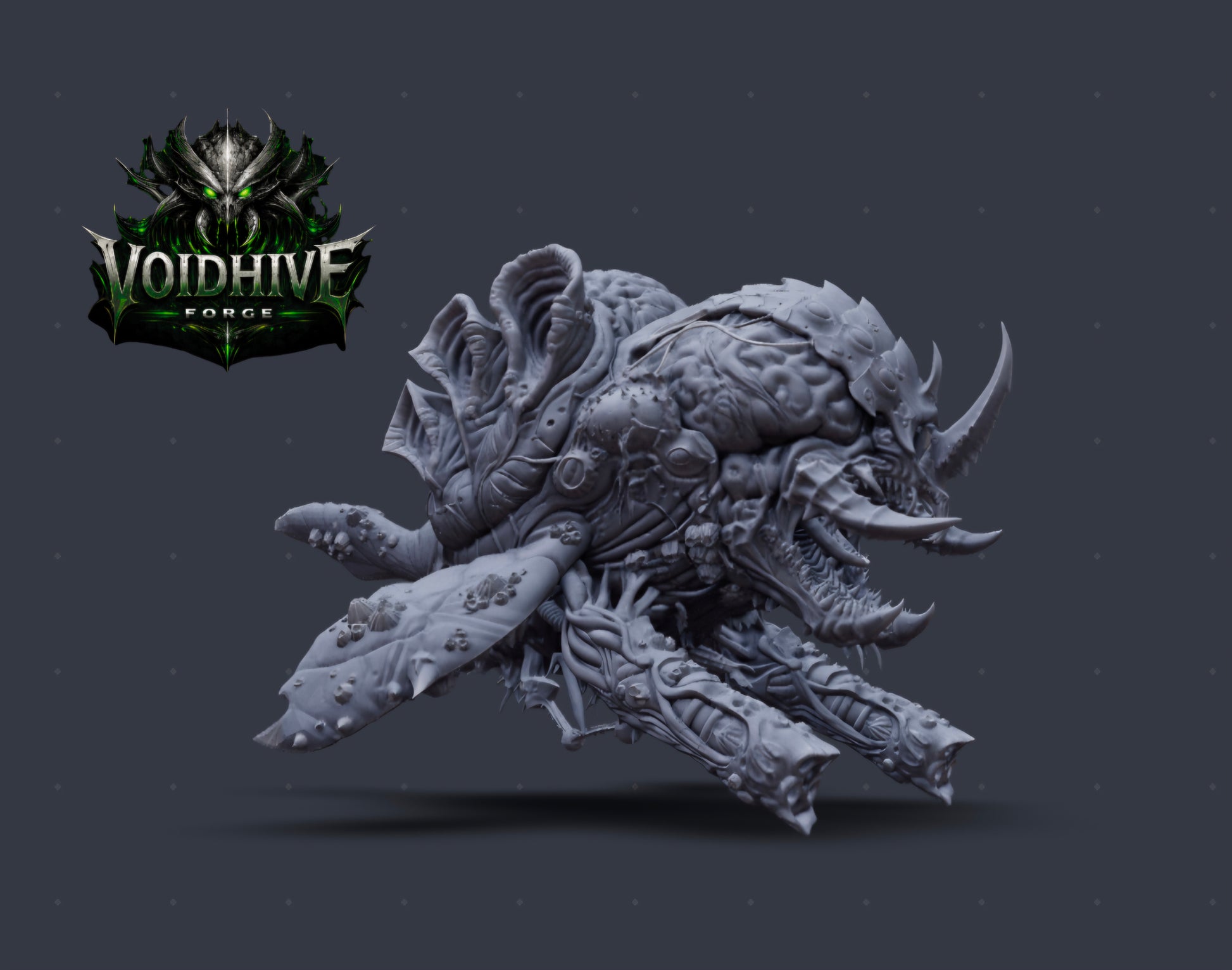Gray fantasy creature model with 'Voidhive Force' logo in the corner