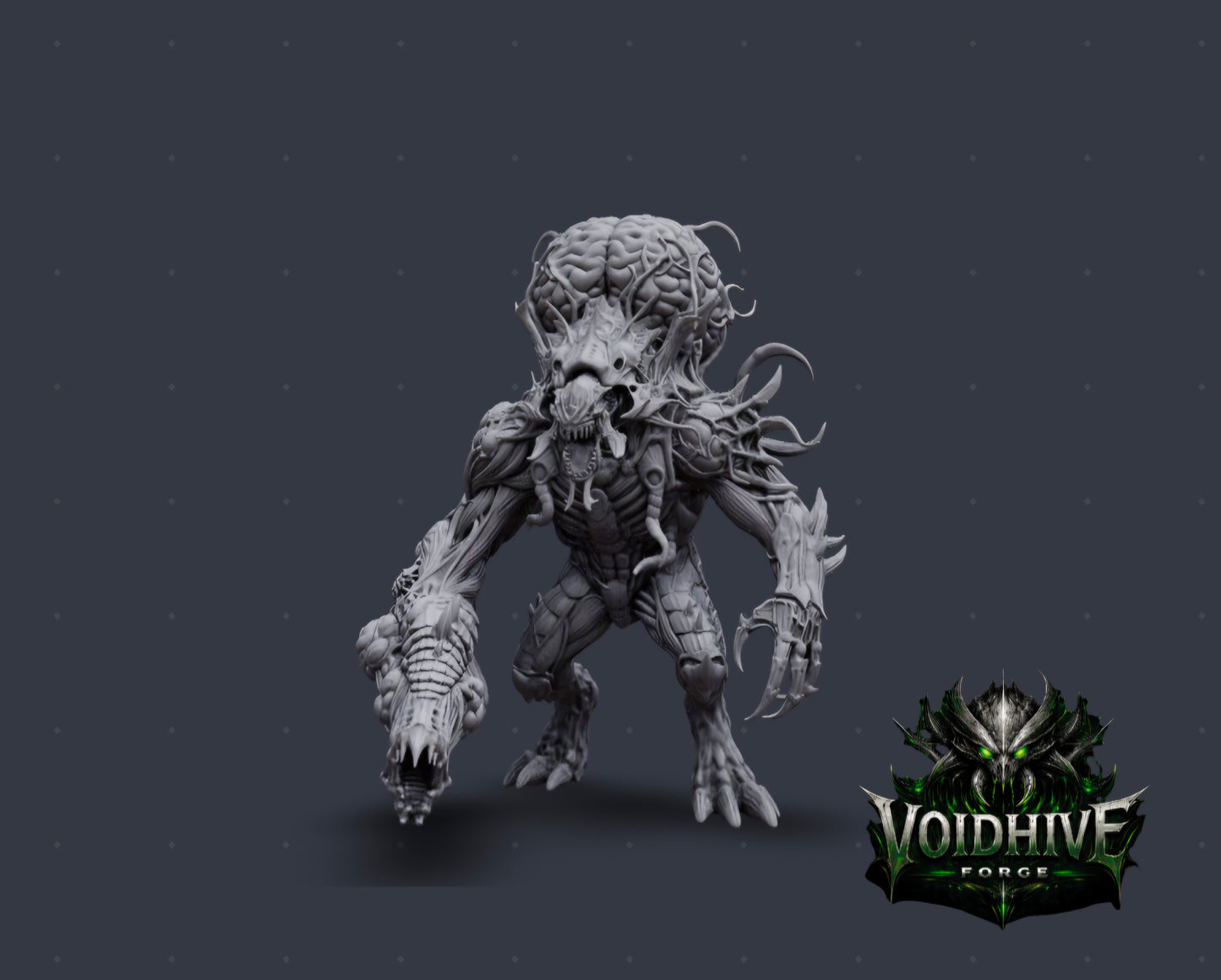 The Maw Ascendant 120mm resin centrepiece miniature by VoidHive Forge — front view, unpainted
