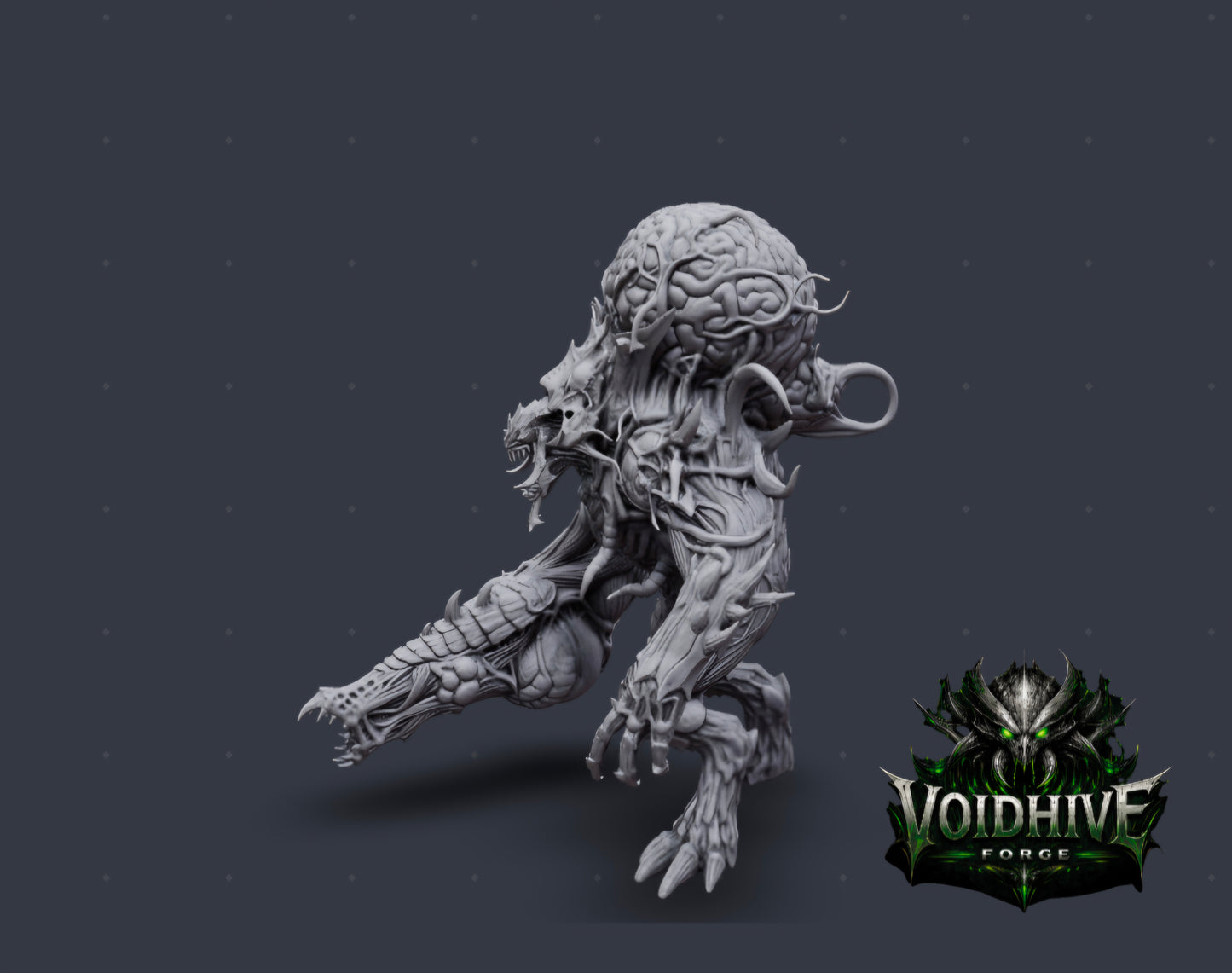 The Maw Ascendant 120mm resin centrepiece miniature by VoidHive Forge — front view, unpainted
