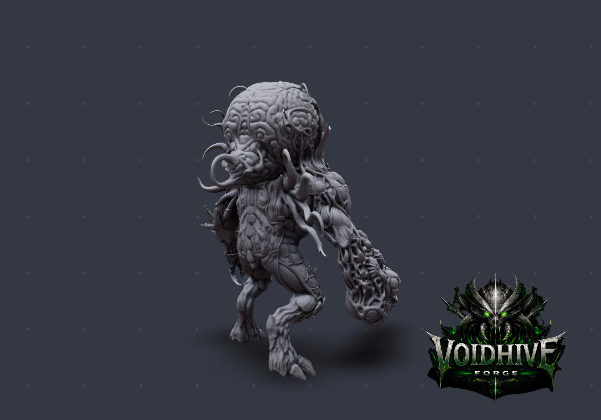 The Maw Ascendant 120mm resin centrepiece miniature by VoidHive Forge — front view, unpainted
