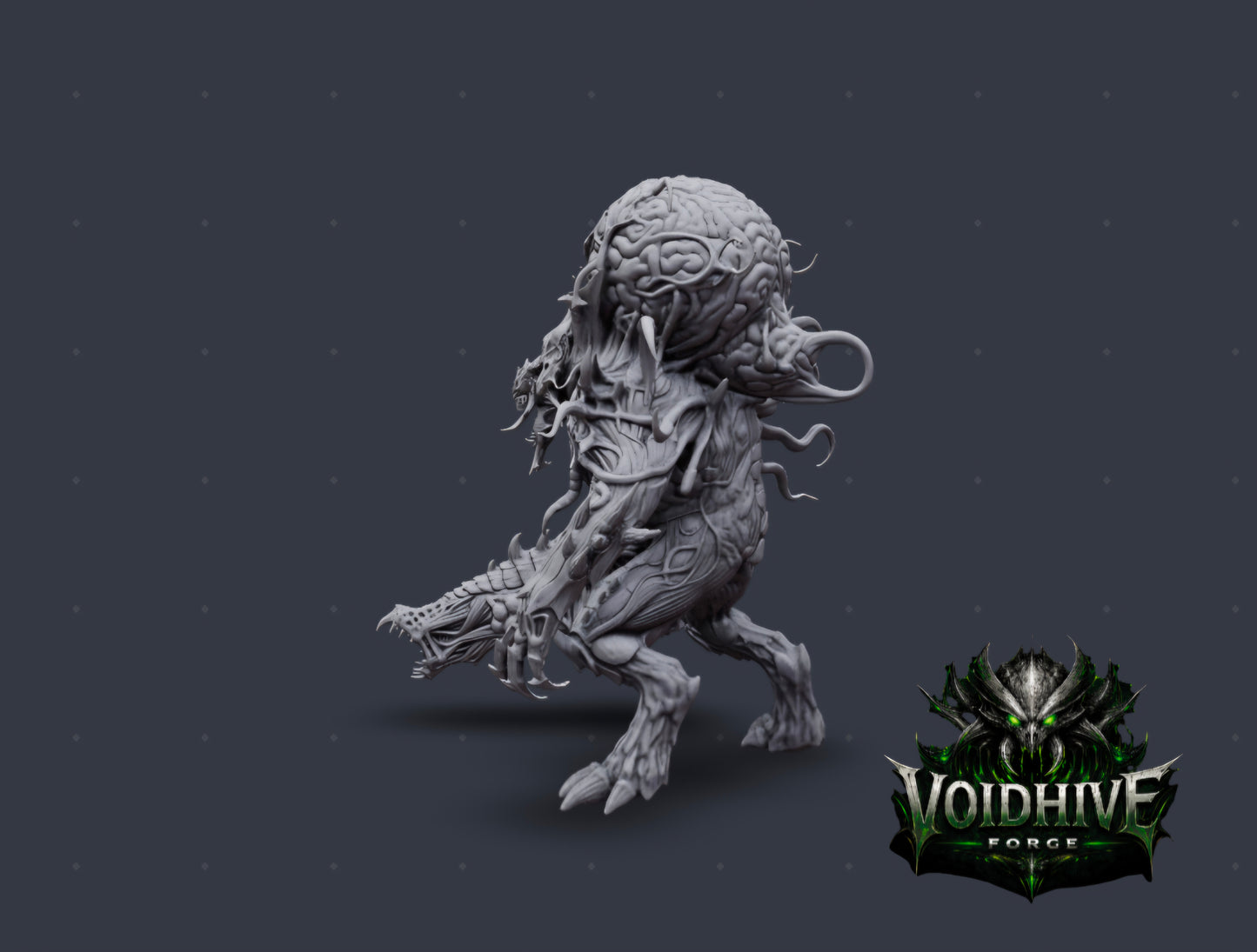 The Maw Ascendant 120mm resin centrepiece miniature by VoidHive Forge — front view, unpainted

