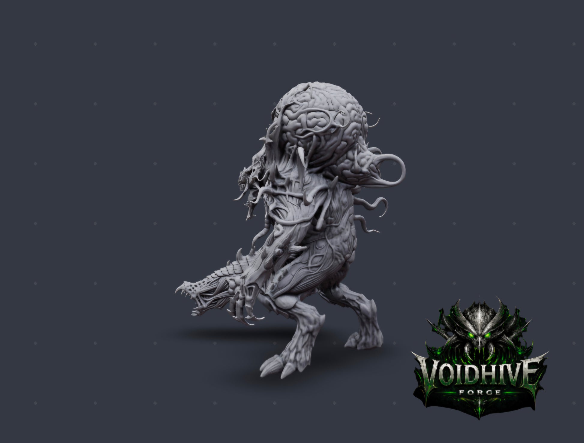 The Maw Ascendant 120mm resin centrepiece miniature by VoidHive Forge — front view, unpainted
