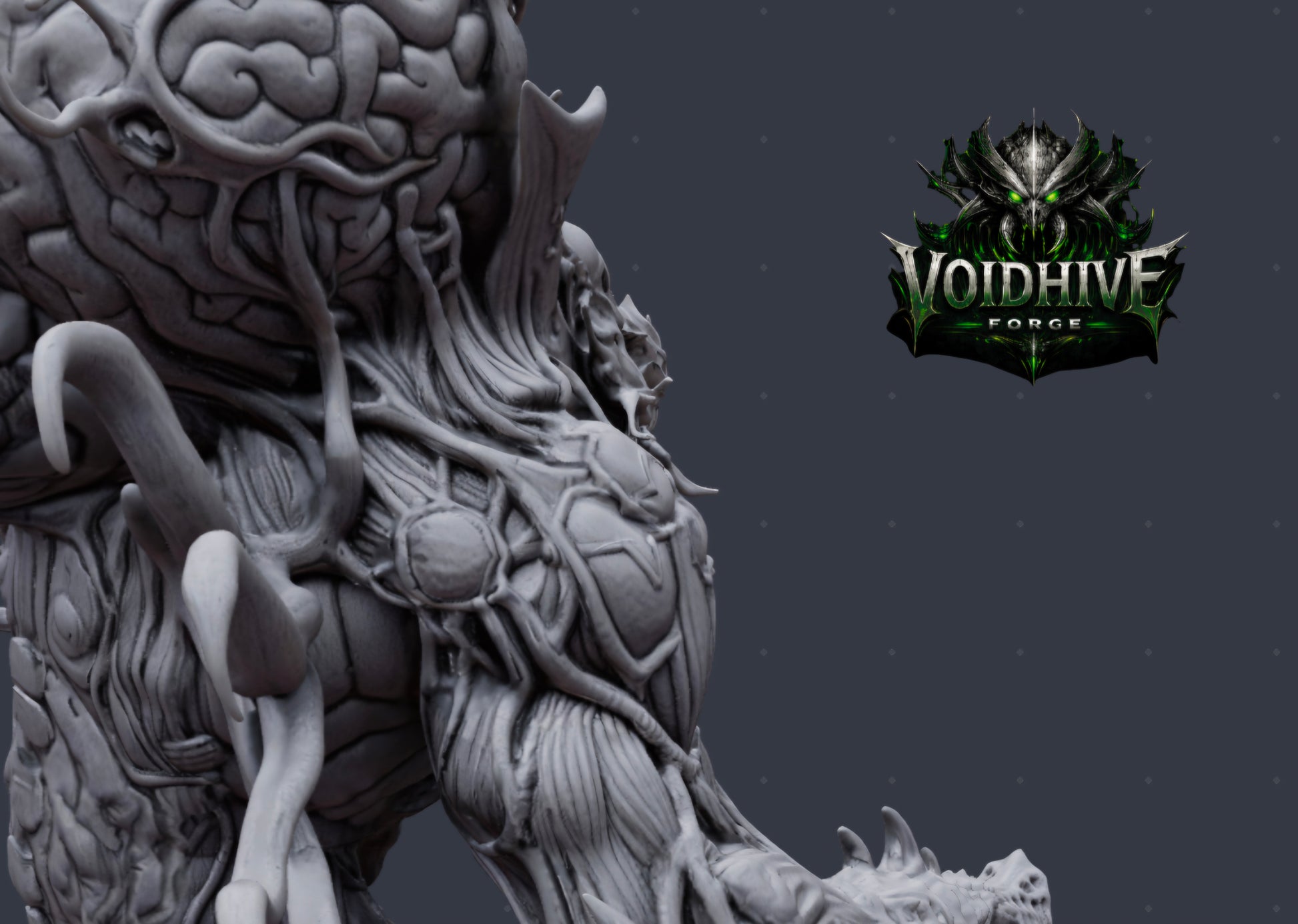 The Maw Ascendant 120mm resin centrepiece miniature by VoidHive Forge — front view, unpainted
