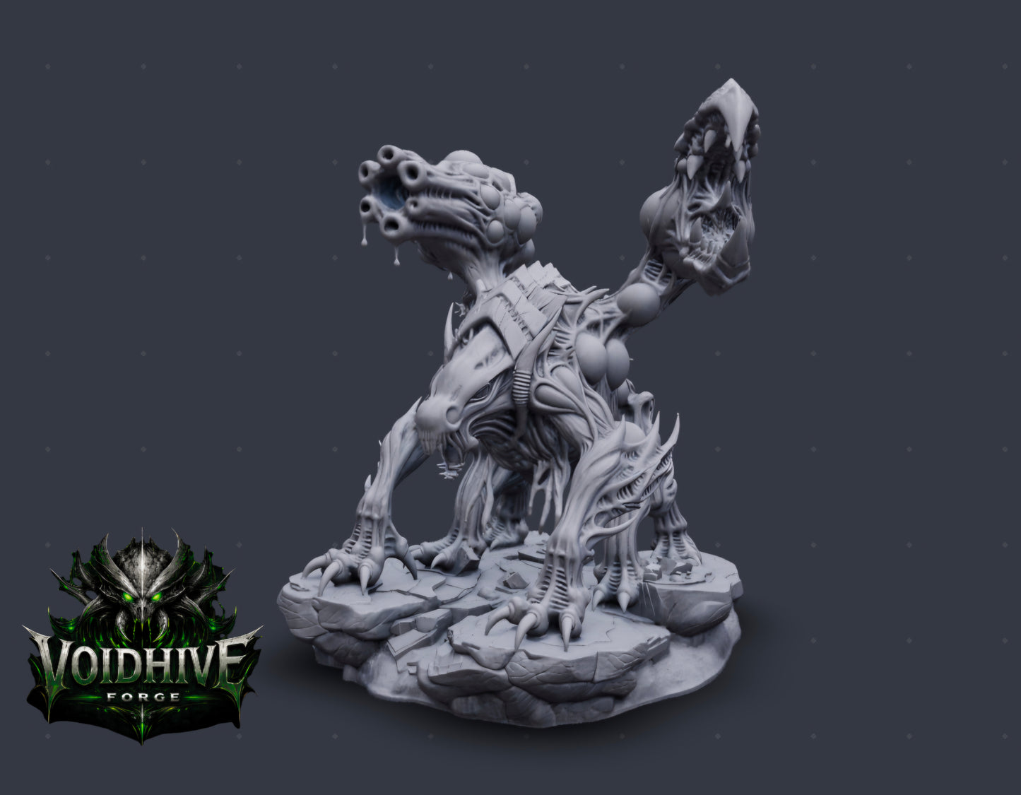 VoidHive Forge Plagueborn Harvester – rear three-quarter view showing scything claws and chitinous spine