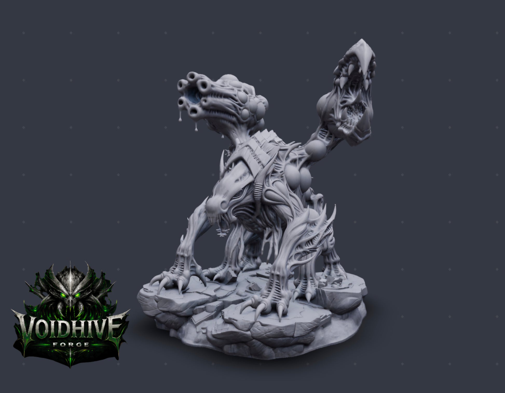 VoidHive Forge Plagueborn Harvester – rear three-quarter view showing scything claws and chitinous spine
