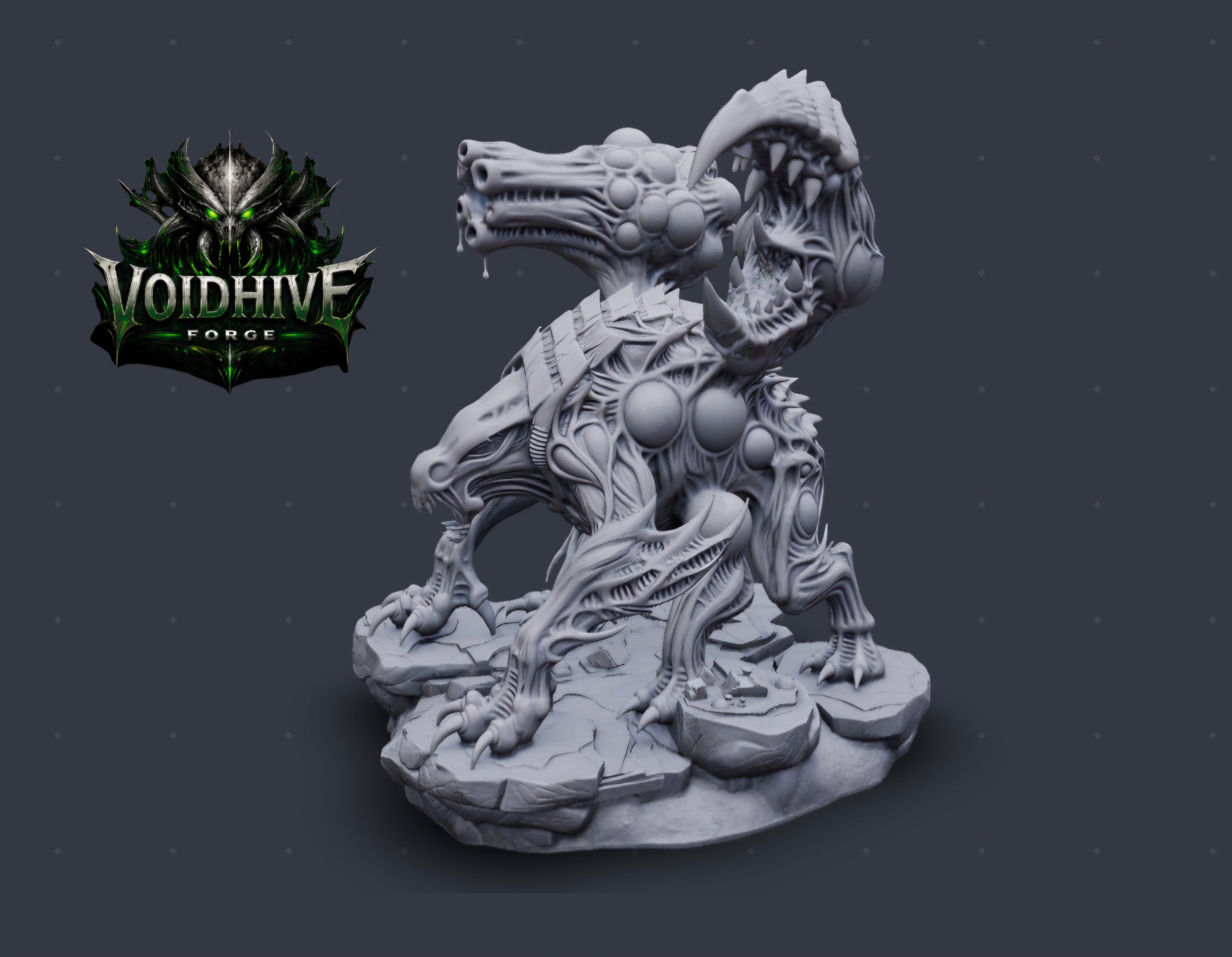 VoidHive Forge Plagueborn Harvester – side view showing full height and plague-swollen body
