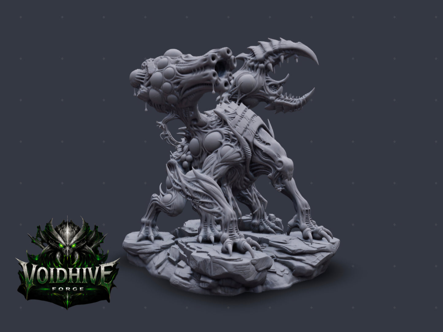 VoidHive Forge Plagueborn Harvester – lateral profile showing bipedal stance and claw structure