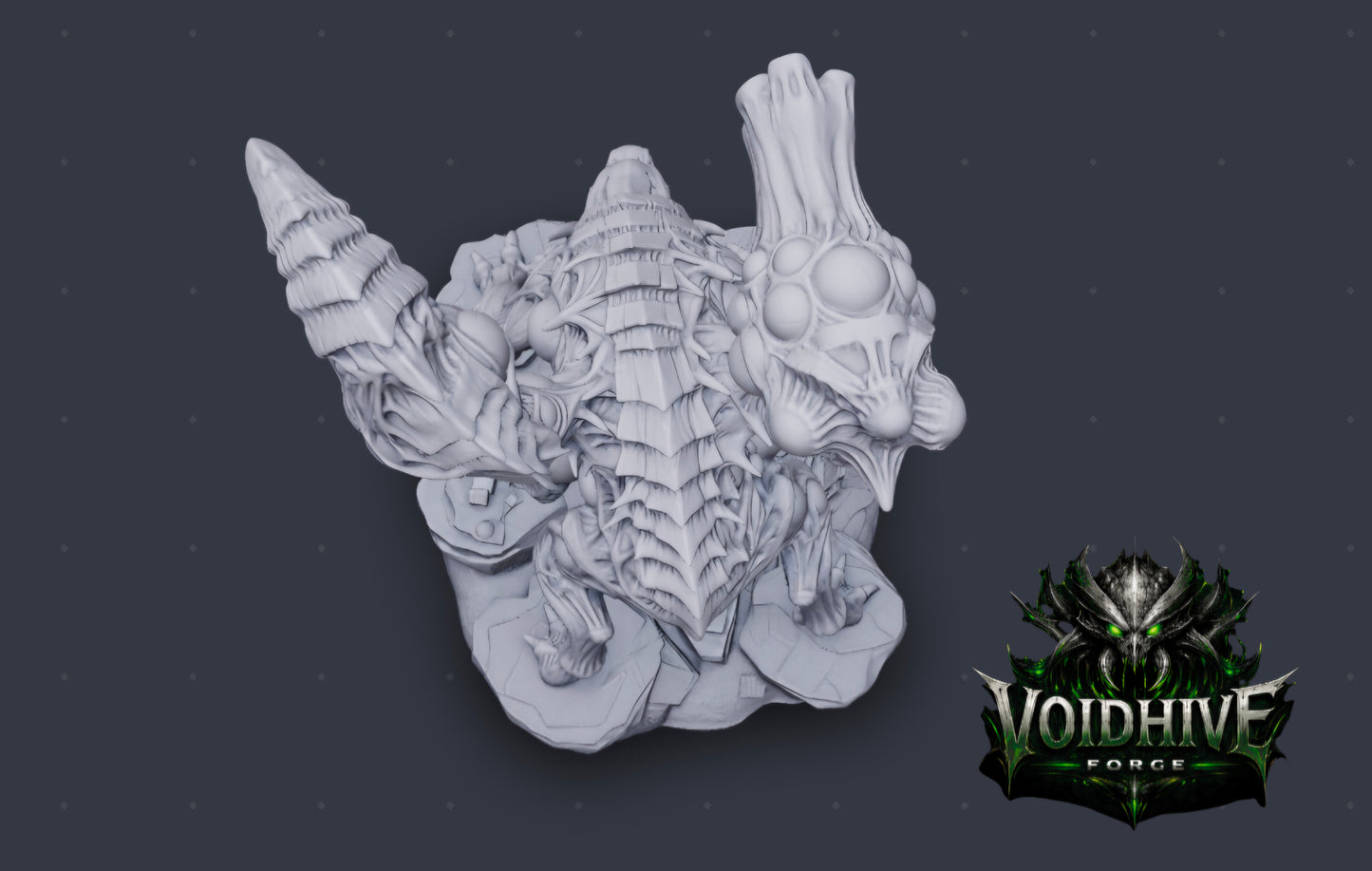 VoidHive Forge Plagueborn Harvester – top-down view showing spinal ridge and organic texture
