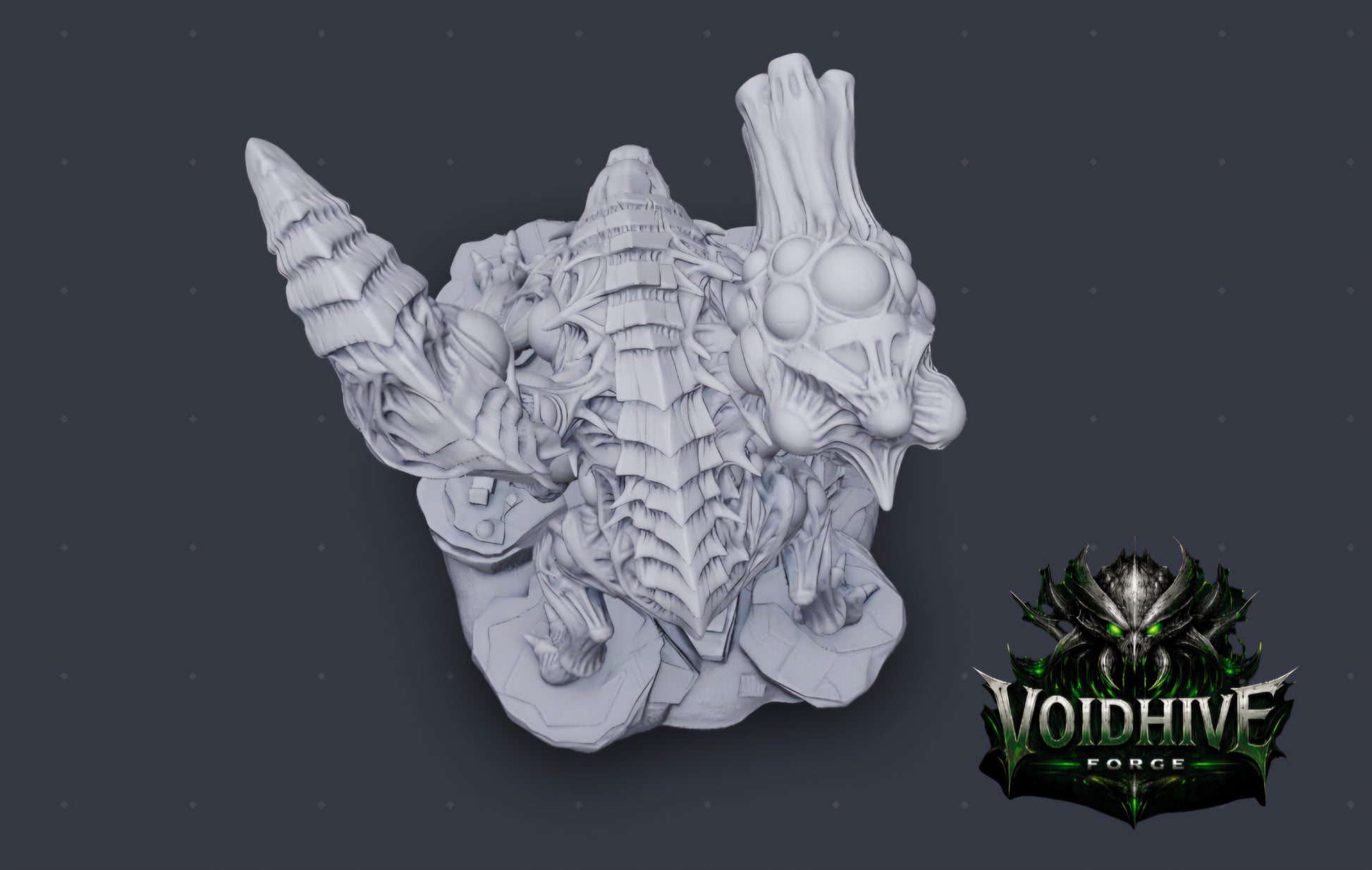 VoidHive Forge Plagueborn Harvester – top-down view showing spinal ridge and organic texture
