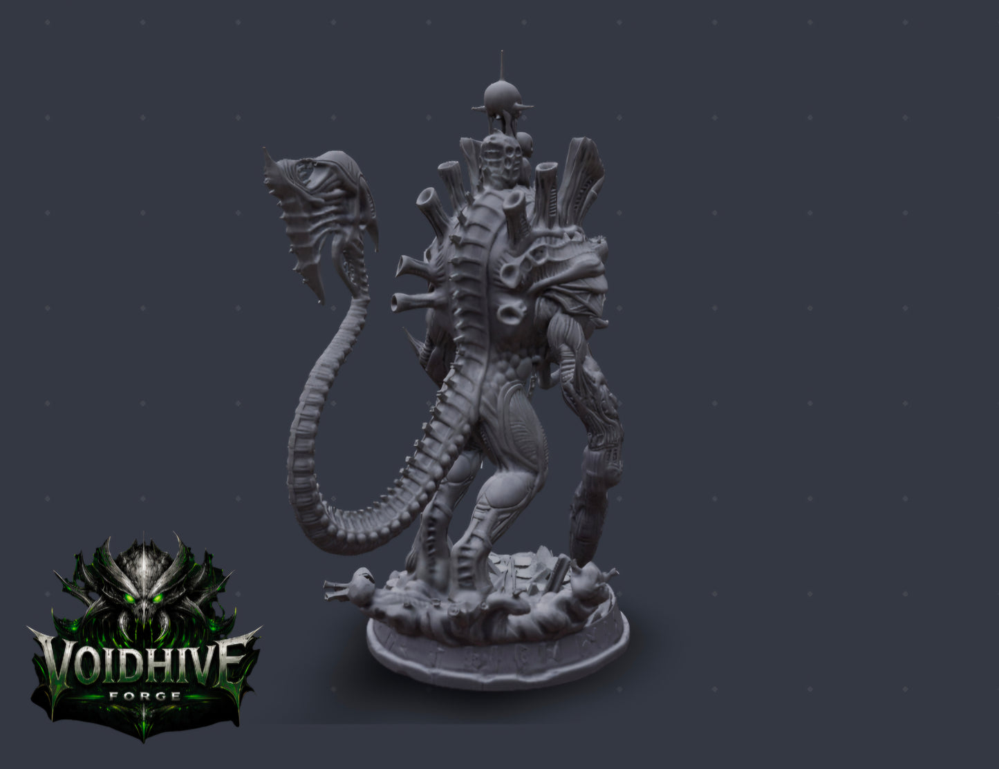 VoidHive Forge Skullmaw Harvester resin miniature — close-up of layered chitin plating and bio-weapon growths