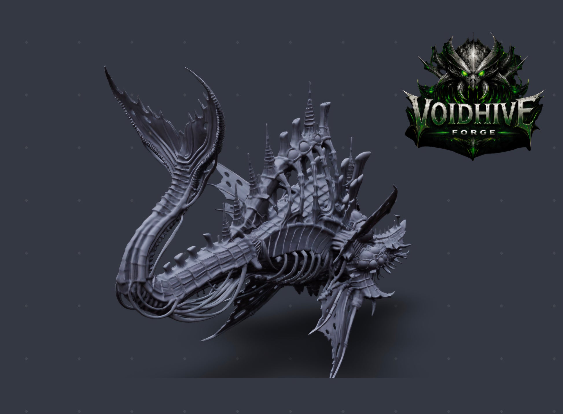 Vorrakh the Sunken – side profile showing full silhouette and swept fin detail, grey resin