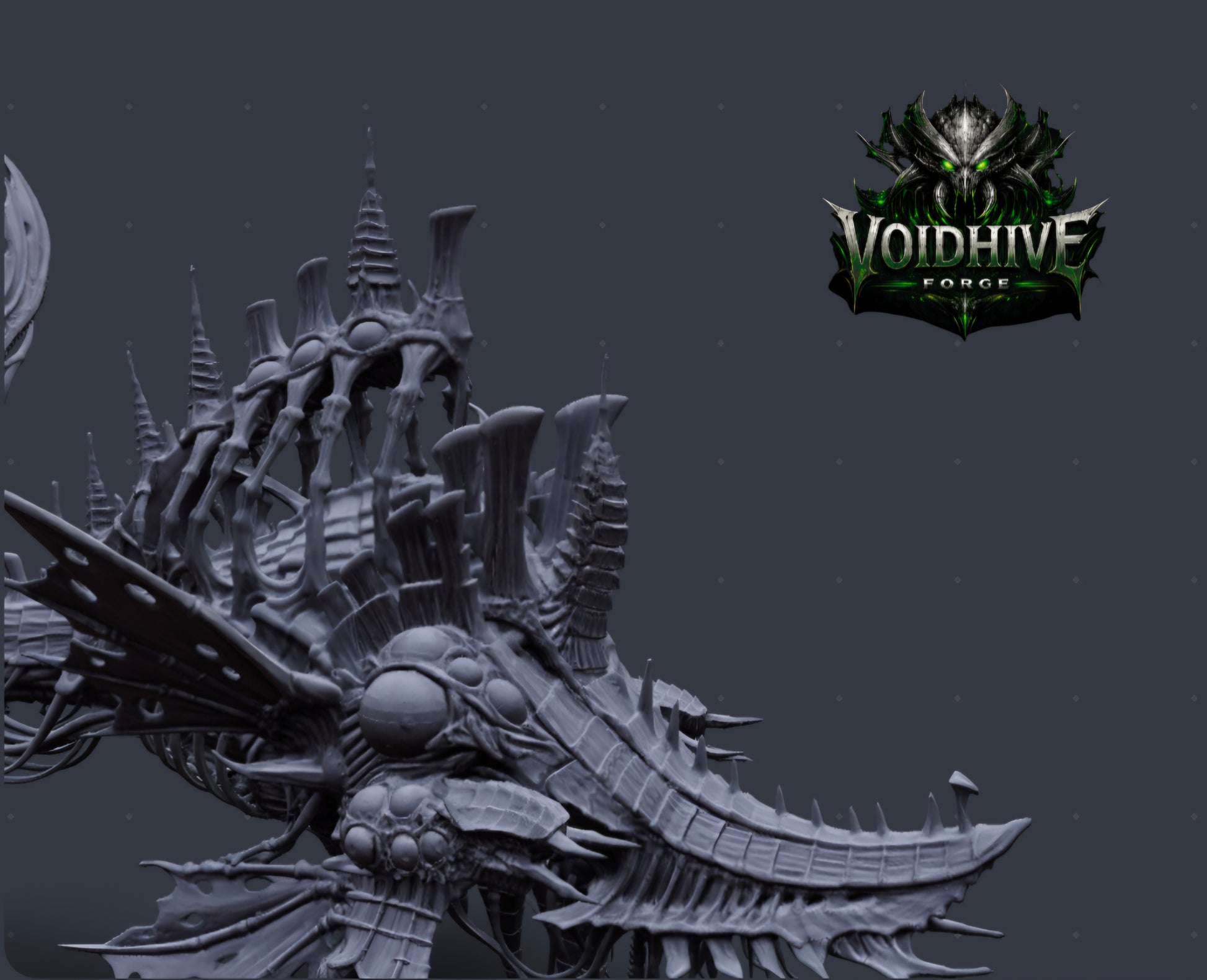 Vorrakh the Sunken – close-up head and compound eye detail, grey resin