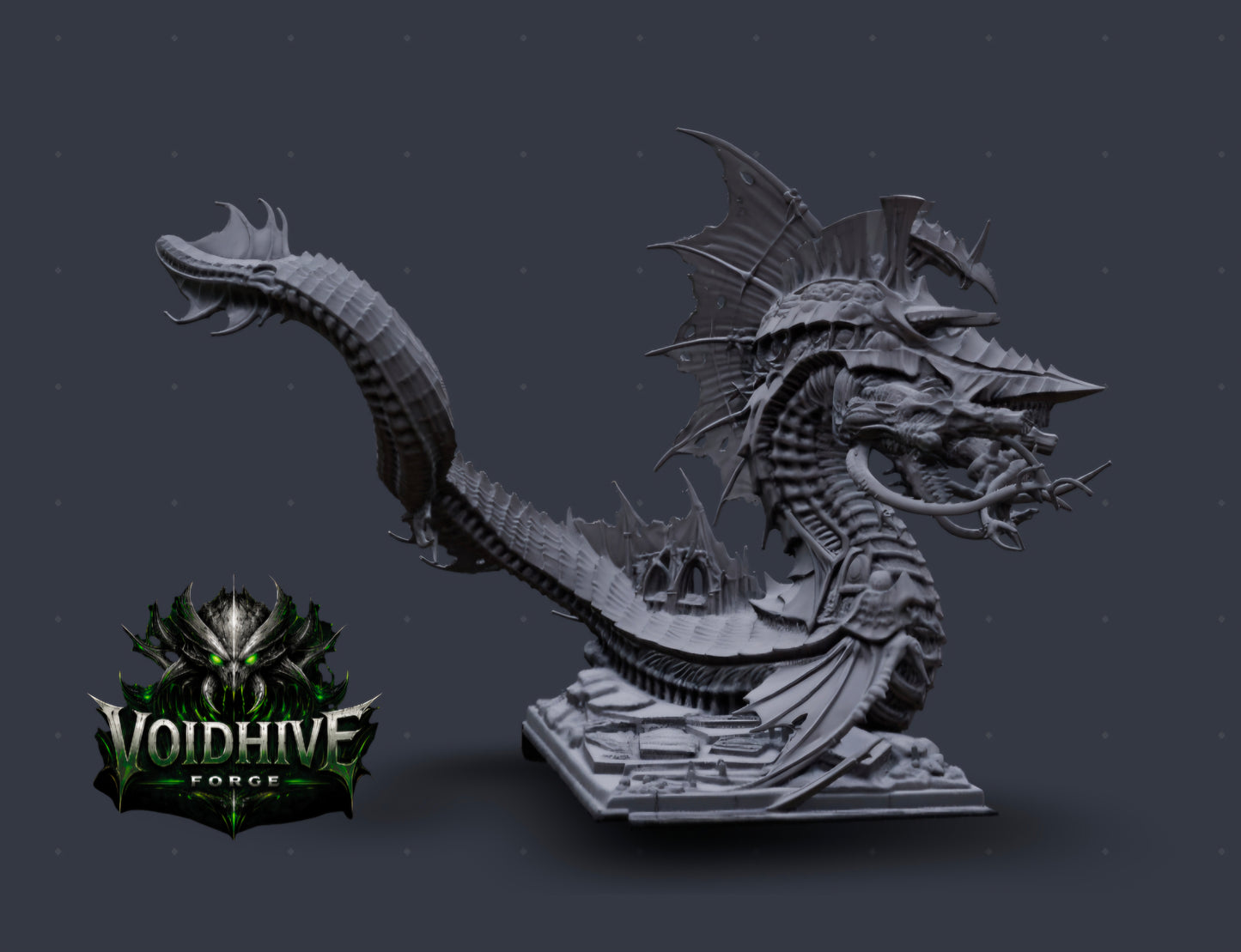 Narthul the Deepborn – dynamic coiled pose, grey resin