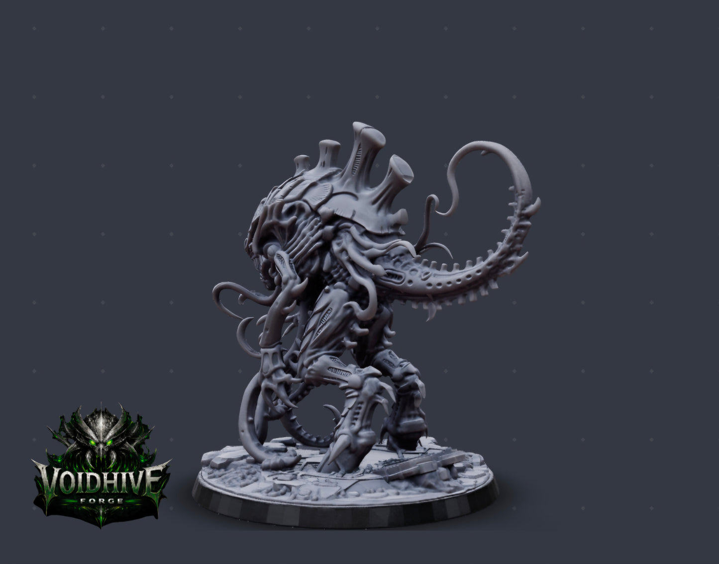 Carrion Sovereign resin miniature by VoidHive Forge — rear three-quarter view showing spinal detail"